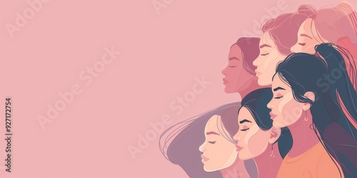 Diverse Women Illustration on Pink Background created by ai