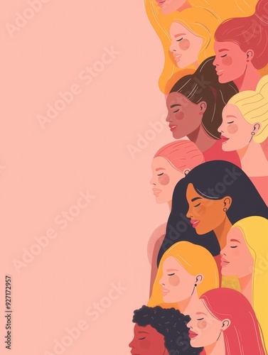 Diverse Women Illustration on Pink Background created by ai