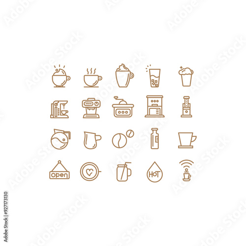 icons set  cafe and coffe, line style and pictogram