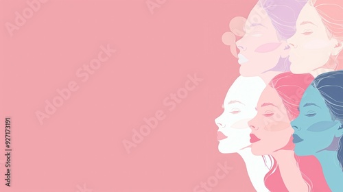 Diverse Women Illustration on Pink Background created by ai