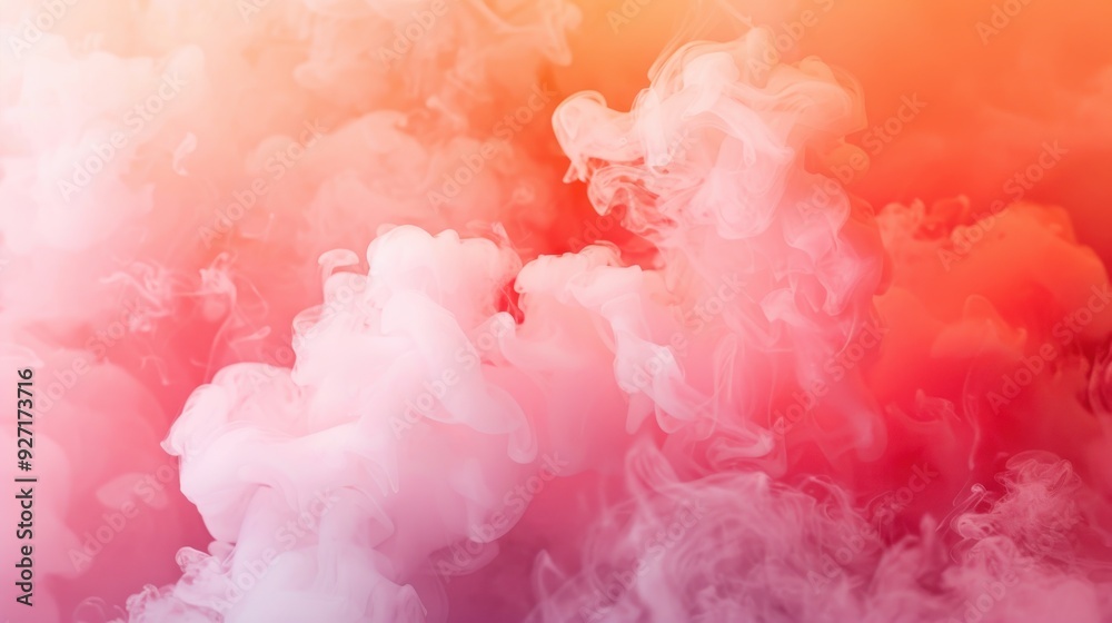 Fototapeta premium White and pink ink swirls and blends together in water, creating a vibrant abstract pattern. The light catches the ink, creating a soft glow.