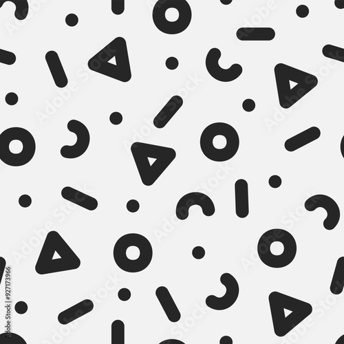 Memphis seamless scribble line pattern 80s-90s fashion with black and white texture Line art vector illustration