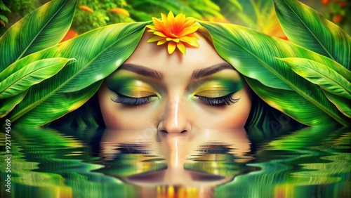 Serene CannaBliss: Heavenly relaxation, tranquil green hues, glazed eyes, floating sensations