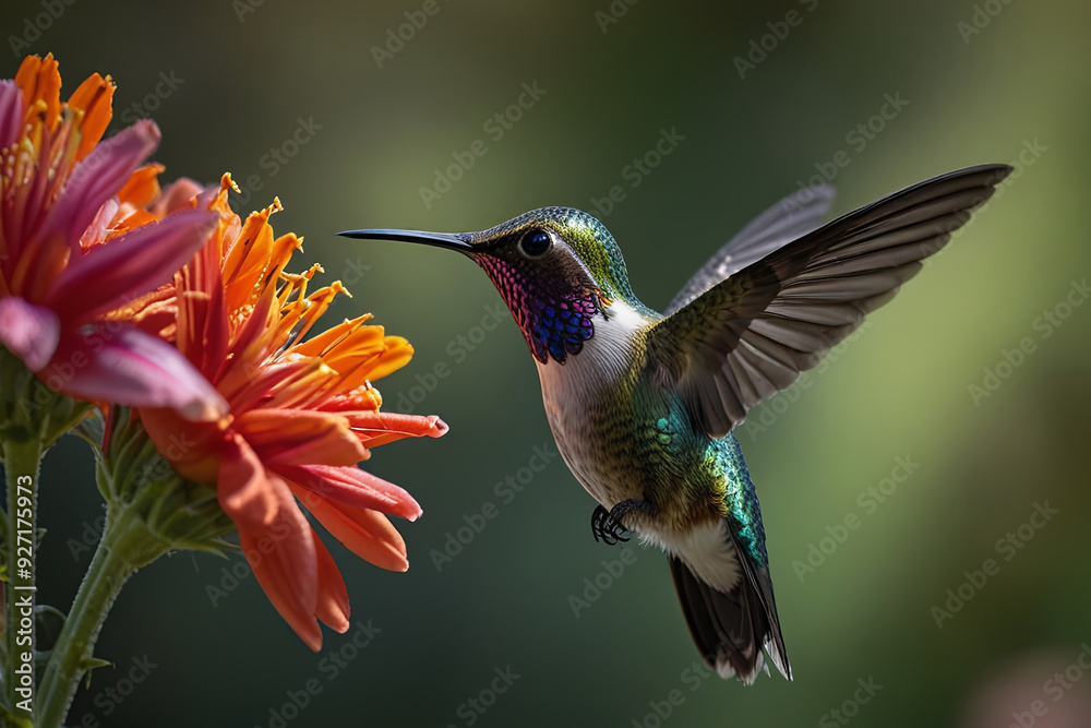 Naklejka premium Hummingbird on flower