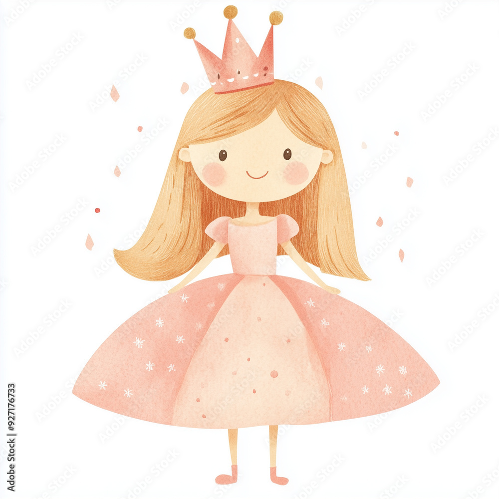 cute clipart style Illustration of a princess, on her birthday, clean pencil lines, full body, flat, minimal details, simple, clean edges, pink accents, birthday clipart, cartoon in a Scandinavian cute clipart style Illustration of a princess, on her birthday, clean pencil lines, full body, flat, minimal details, simple, clean edges, pink accents, birthday clipart, cartoon in a Scandinavian