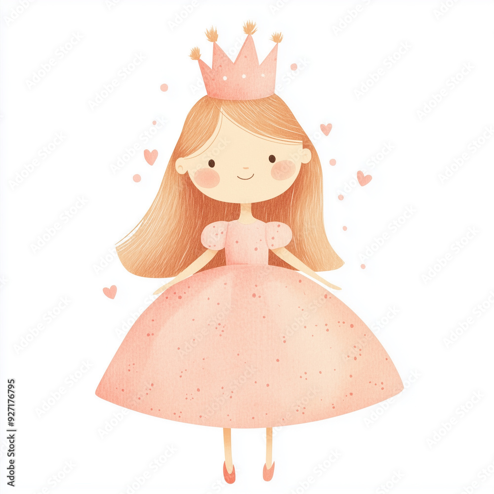 cute clipart style Illustration of a princess, on her birthday, clean pencil lines, full body, flat, minimal details, simple, clean edges, pink accents, birthday clipart, cartoon in a Scandinavian cute clipart style Illustration of a princess, on her birthday, clean pencil lines, full body, flat, minimal details, simple, clean edges, pink accents, birthday clipart, cartoon in a Scandinavian