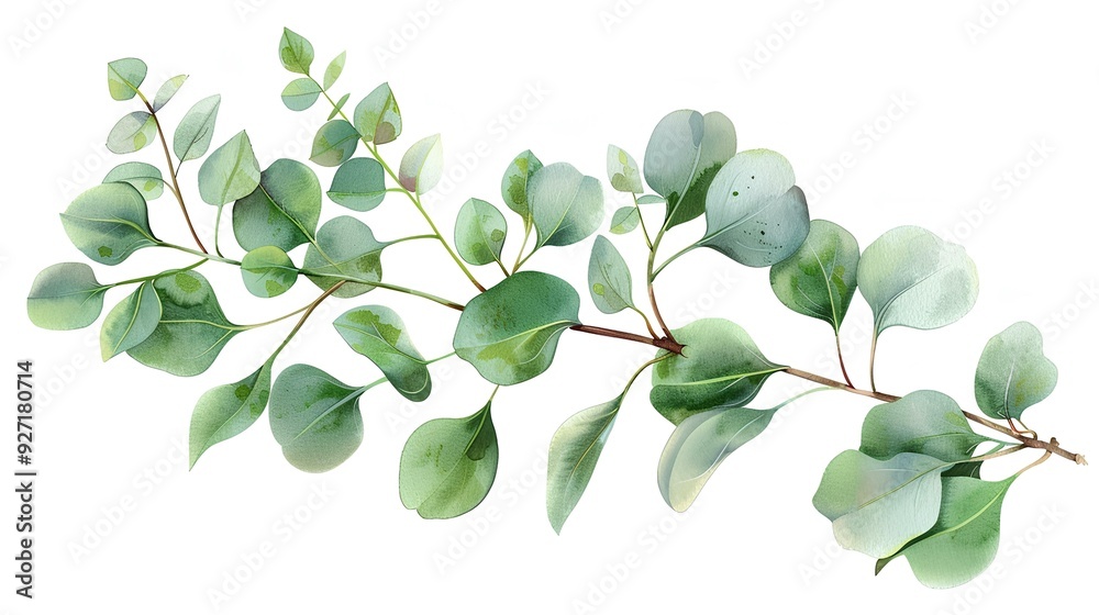 Watercolor greenery frame background with eucalyptus leaves and branches on white, empty space in the center for text or design, wedding invitation template Watercolor greenery frame background with eucalyptus leaves and branches on white, empty space in the center for text or design, wedding invitation template