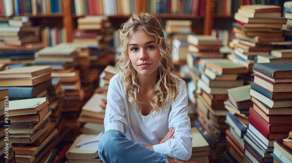 Teacher in a library surrounded by books, celebrating World Teachers' Day, isolated on white background. Full body shot, ultra-high-definition details, photo-realistic style, colored background. Teacher in a library surrounded by books, celebrating World Teachers' Day, isolated on white background. Full body shot, ultra-high-definition details, photo-realistic style, colored background.