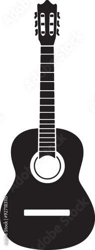 Guitar Image Silhouette Vector Style Illustration on a White Background