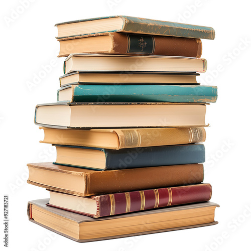 Books stock pile, isolated, transparent background, png