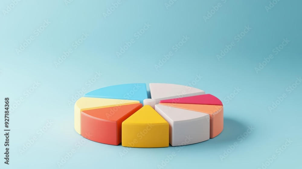 Obraz premium Portfolio diversification, different colored pie charts, 3D illustration