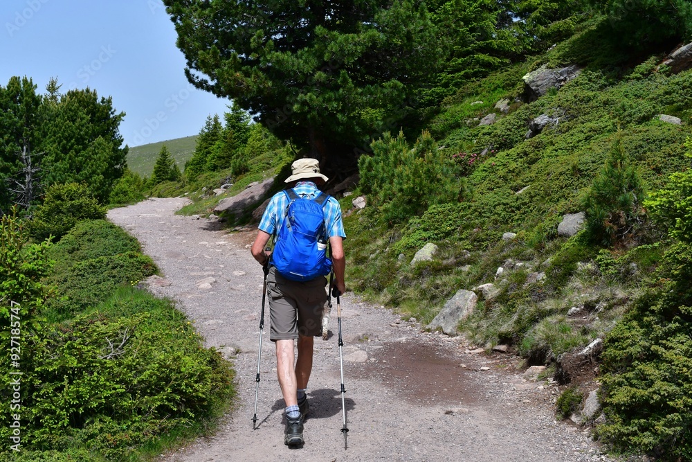 Mann wandert auf dem Raschötz in Südtirol