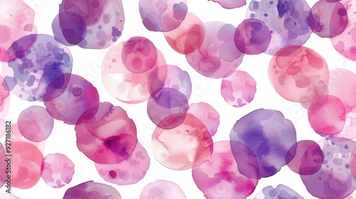 Wallpaper Mural This image features an abstract watercolor background with pink and purple circles. The circles are different sizes and overlap each other to create a dynamic and organic feel. The colors are soft and Torontodigital.ca