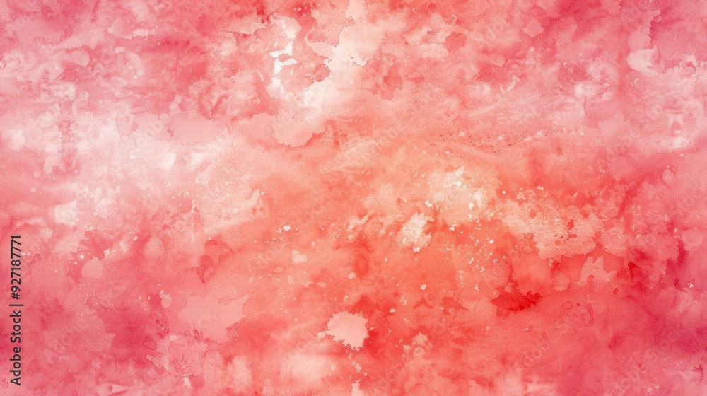 Fototapeta premium A soft, abstract watercolor background featuring a blend of pink and white hues, with subtle white speckles and blotches throughout the composition. The texture of the watercolor creates a delicate, e