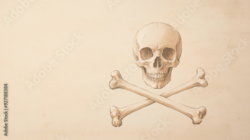 The illustration features a classic depiction of a skull and crossbones, with the skull prominently centered and the bones crossed beneath it, evoking a sense of danger and the tra photo