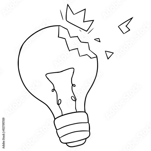 broken bulb illustration hand drawn outline vector