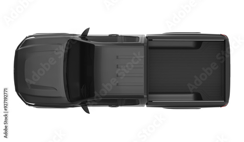 black pickup truck top view isolated
