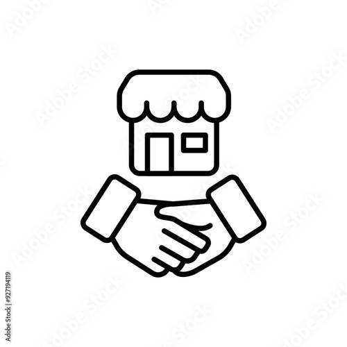 Franchise cooperation outline icons, minimalist vector illustration ,simple transparent graphic element .Isolated on white background
