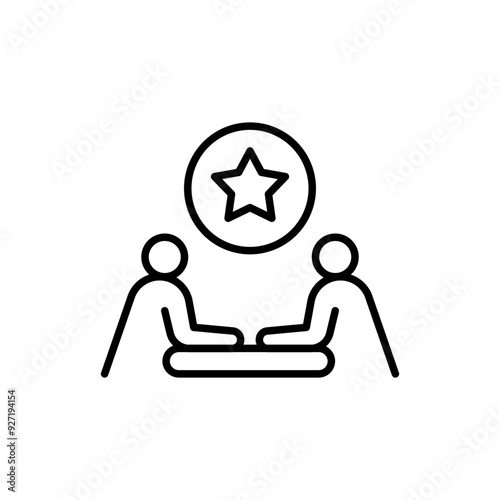 Franchise discussion outline icons, minimalist vector illustration ,simple transparent graphic element .Isolated on white background