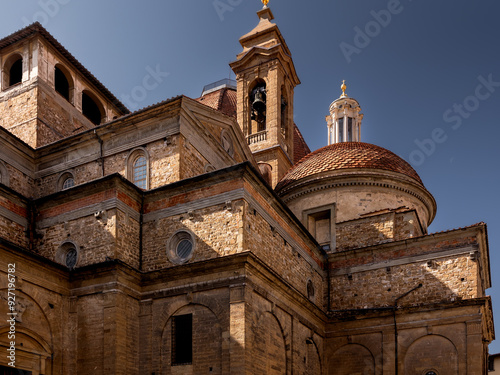 Fototapeta Naklejka Na Ścianę i Meble -  Renaissance architecture of Basilica di San Lorenzo against clear sky on sunny day, Florence, Italy