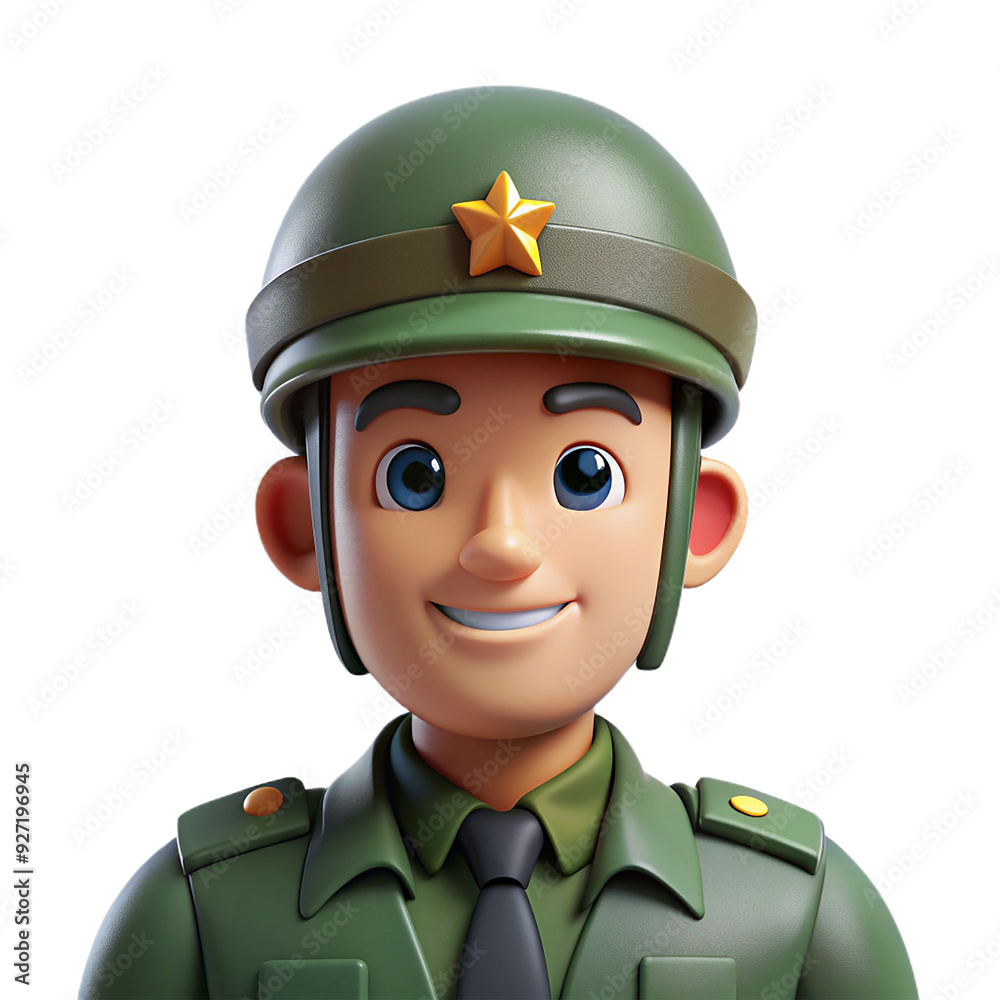 3d funny soldier isolated on white background. Generative AI 3d funny soldier isolated on white background. Generative AI