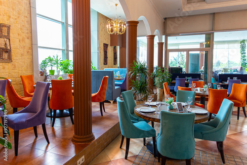 Interior of a fashionable modern azerbaijani restaurant photo