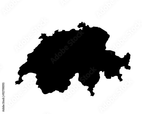 A contour map of Switzerland. Vector graphic illustration on a transparent background with black country's borders