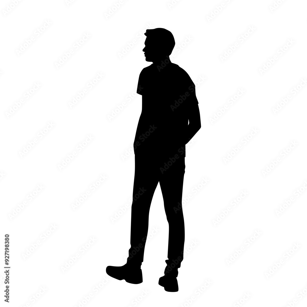 Vector silhouette of man standing, profile, business people, black color, isolated on white background Vector silhouette of man standing, profile, business people, black color, isolated on white background