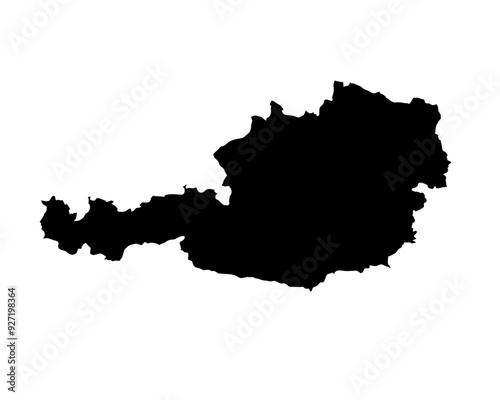 A contour map of Austria. Vector graphic illustration on a transparent background with black country's borders