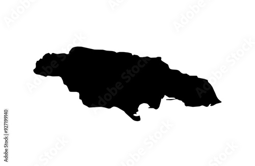 A contour map of Jamaica. Vector graphic illustration on a transparent background with black country's borders