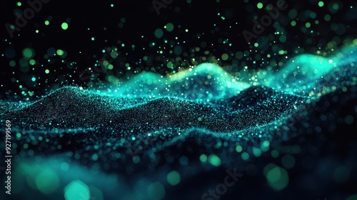 A mesmerizing abstract representation of waves and particles in a digital landscape.