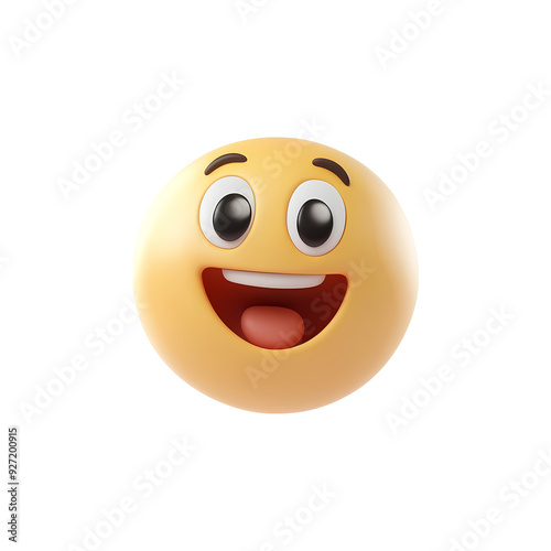 3d happy emoji icon. Realistic 3d high quality isolated render