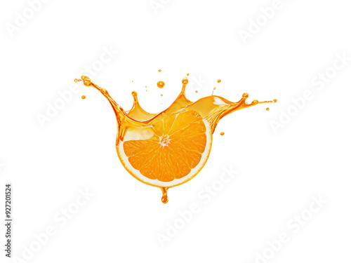 Orange splash isolated on transparent background