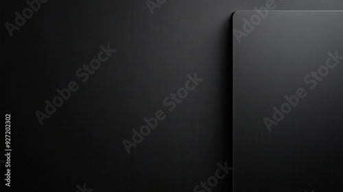 A minimalist black surface with a corner showing a smooth texture.