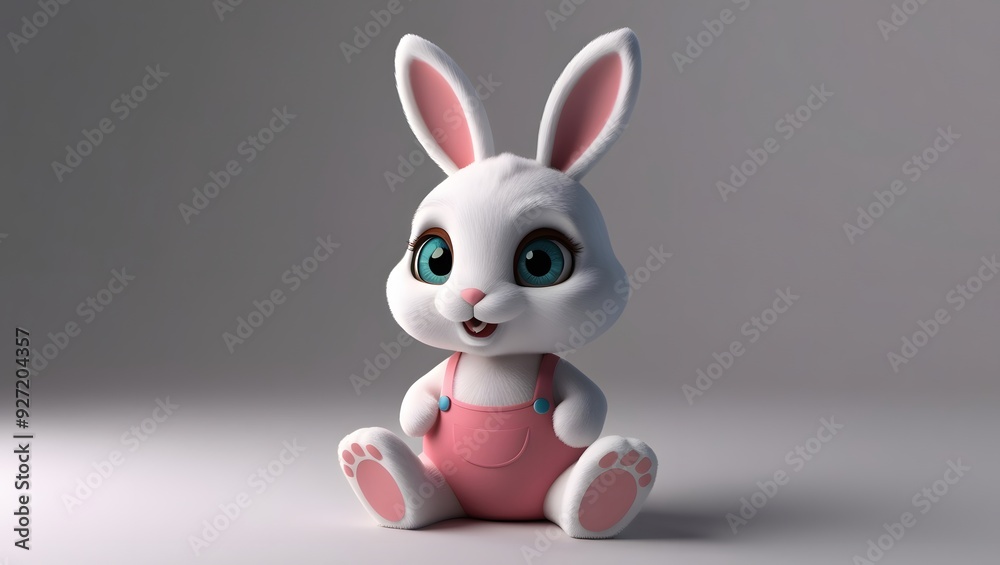 Fototapeta premium 3d cartoon bunny with big eyes.