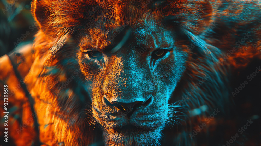 Naklejka premium big lion looking on background