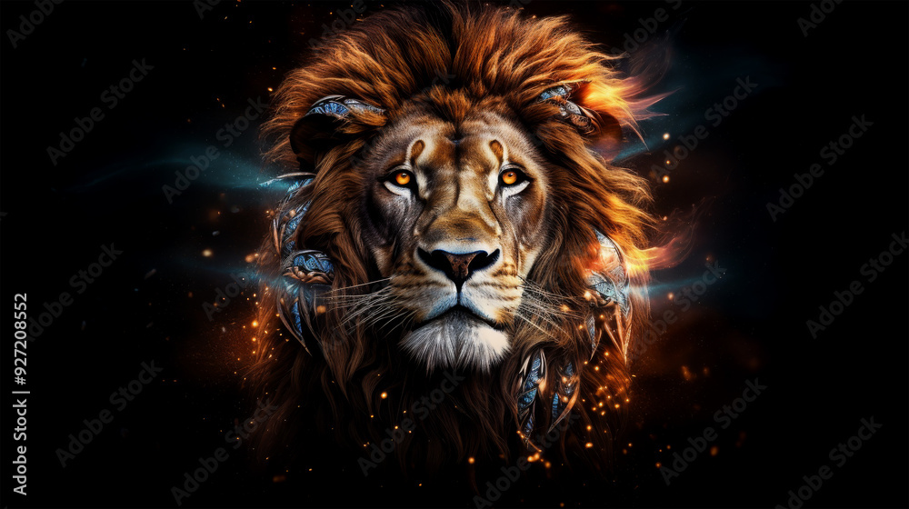 Naklejka premium big lion looking on background