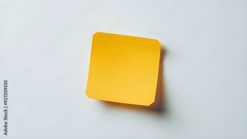 A bright yellow sticky note on a pristine white background. A bright yellow sticky note on a pristine white background.
