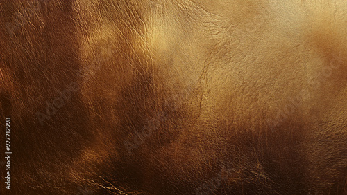 Golden brown genuine leather texture with a subtle sheen and natural grain, perfect for luxurious and classic design applications, selective focus