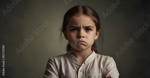 An Angry Little Girl with Arms Crossed, Furious Expression