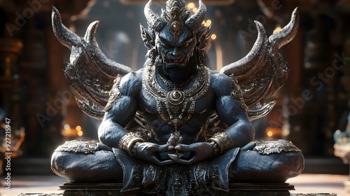 Maiyarap the Demon King Wielding Dark Magic to Challenge Phra Ram photo