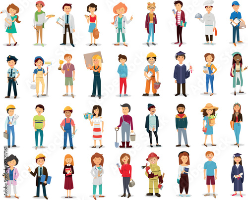 vector illustration set of clipart of people various professions