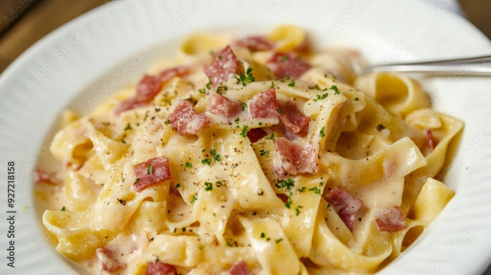 Creamy Fettuccine with Bacon and Parsley Creamy Fettuccine with Bacon and Parsley