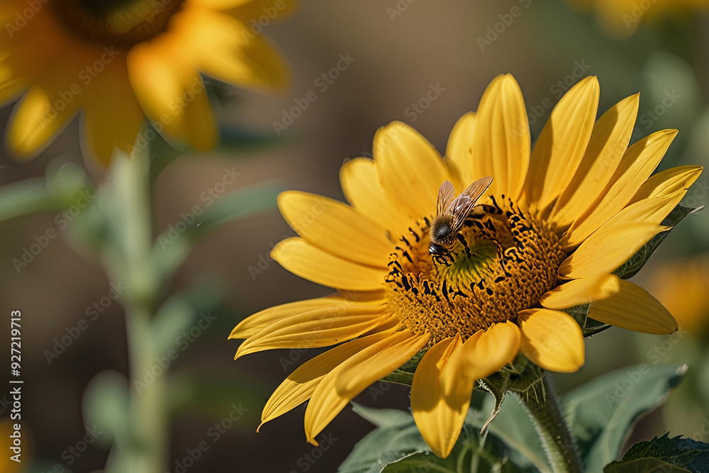Obraz premium Sunflower and bee