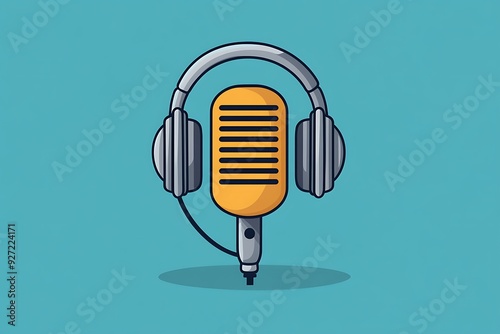 Podcast colored icon. Microphone and headphones.