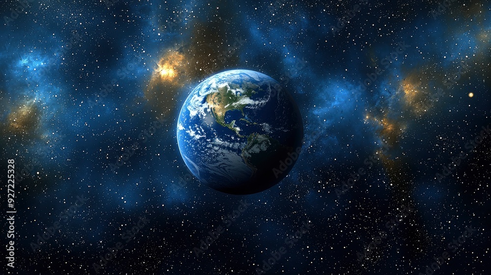 Earth in Space with Stars and Nebulae Earth in Space with Stars and Nebulae