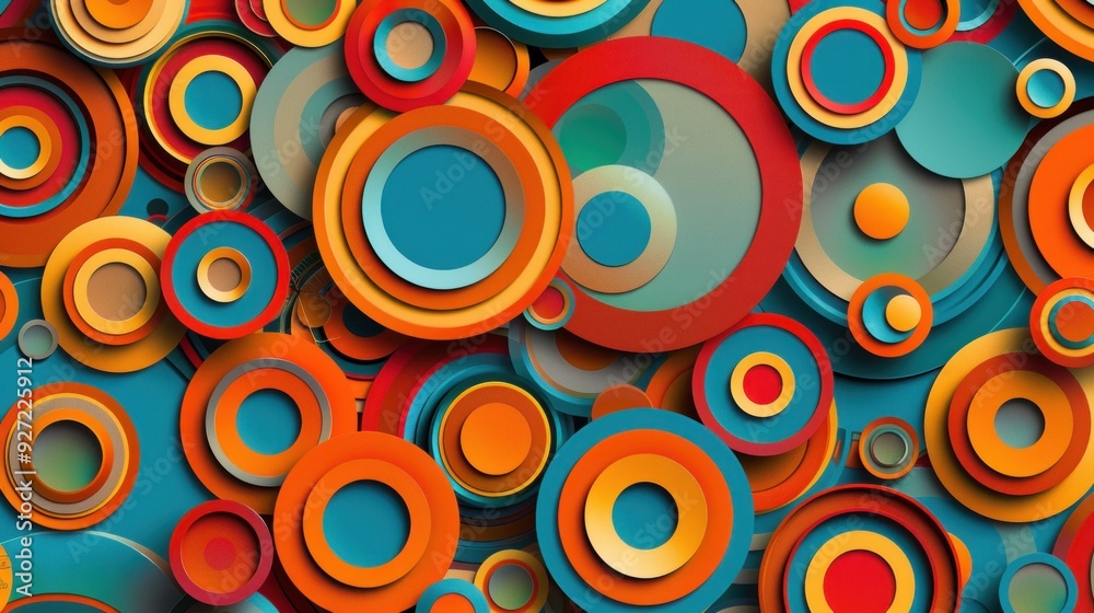 Abstract geometric seamless pattern with intricate circles and gradient shades, modern and cheerful Abstract geometric seamless pattern with intricate circles and gradient shades, modern and cheerful