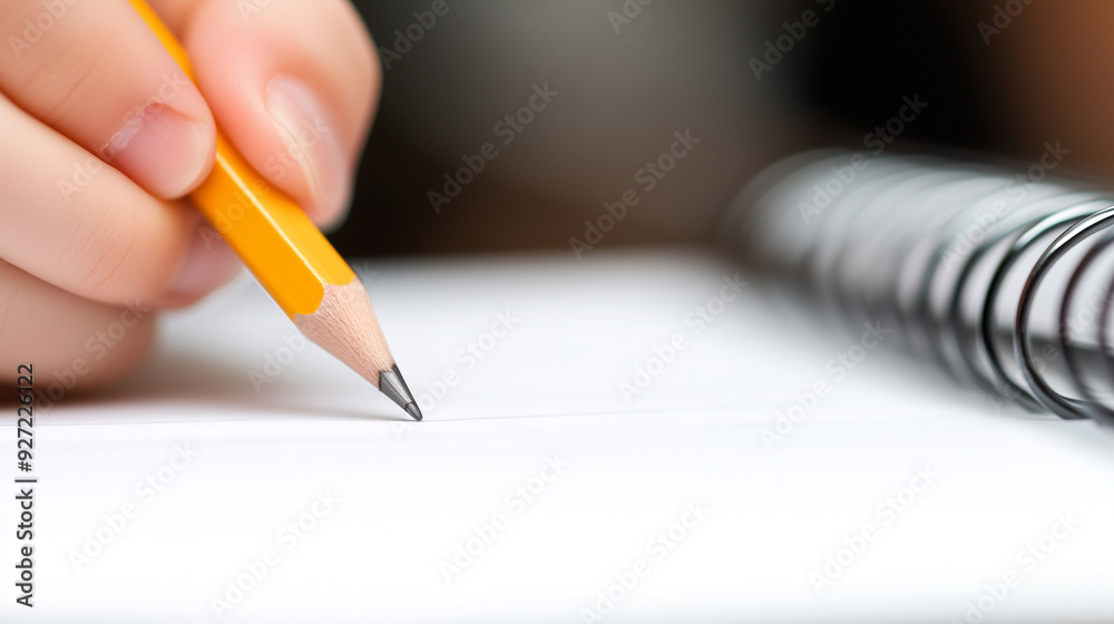 A person is writing with a pencil on a piece of paper A person is writing with a pencil on a piece of paper