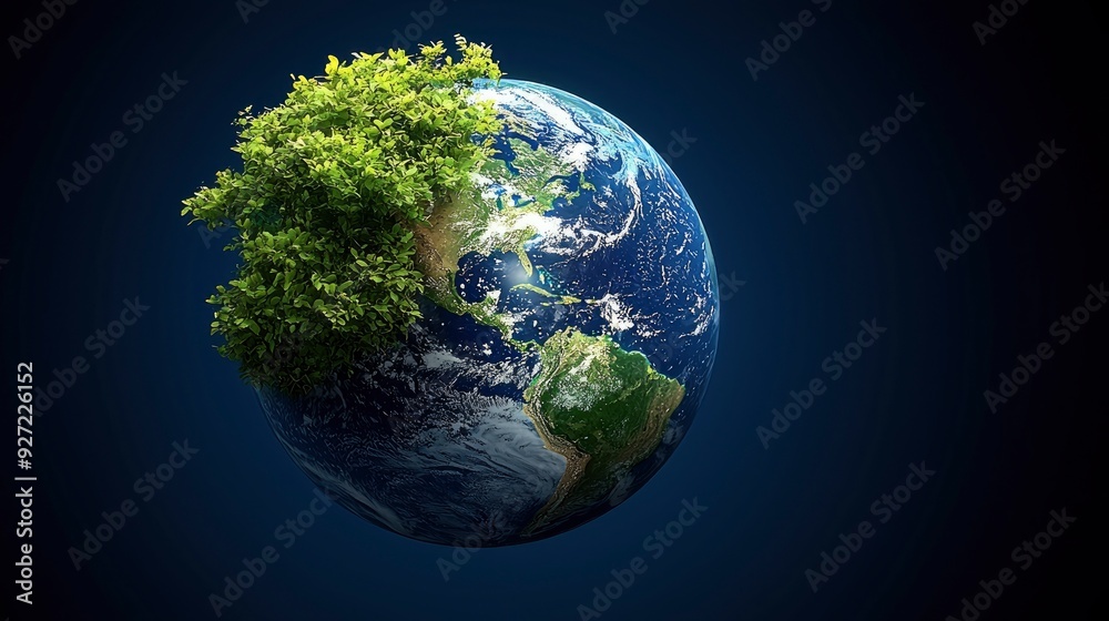 Earth with Green Tree on its Surface
