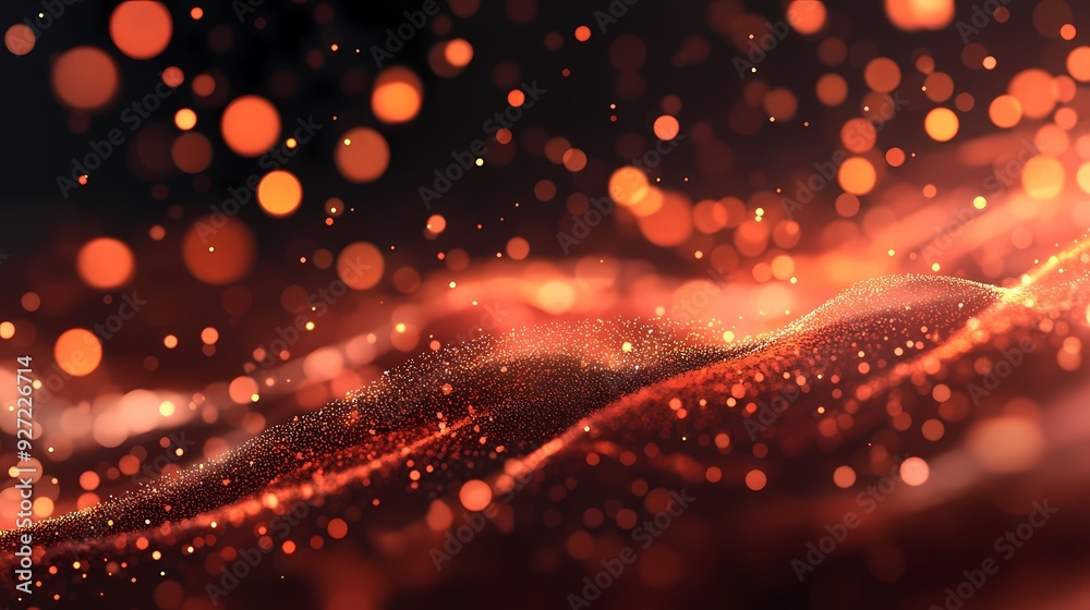 Obraz premium Orange Sparkling Lights, 3d background illustration, Generative AI illustration, Generative AI illustration